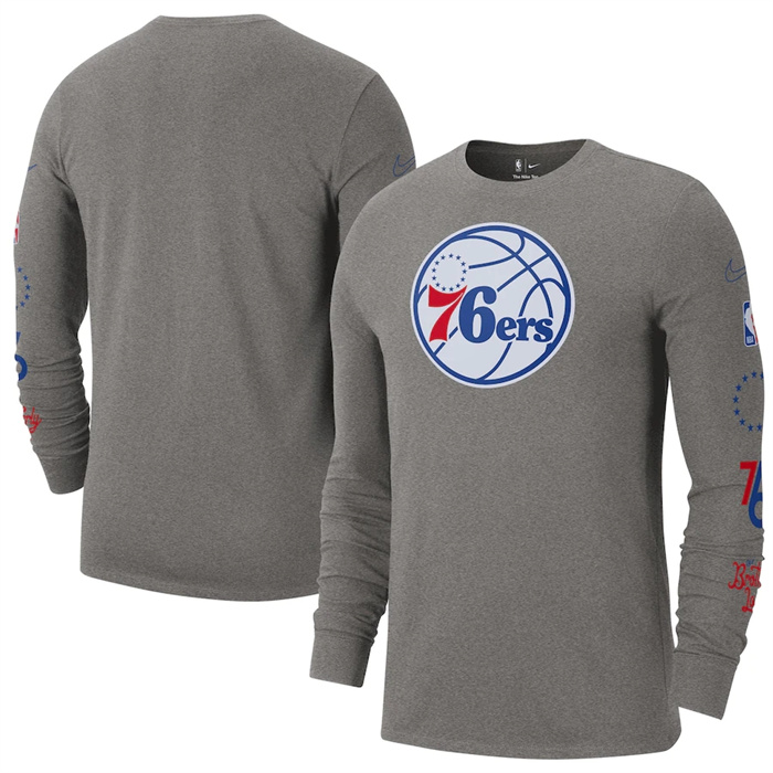Men's Philadelphia 76ers Heather Charcoal 2022/23 City Edition Essential Expressive Long Sleeve T-Shirt